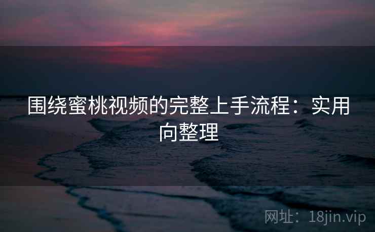 围绕蜜桃视频的完整上手流程：实用向整理